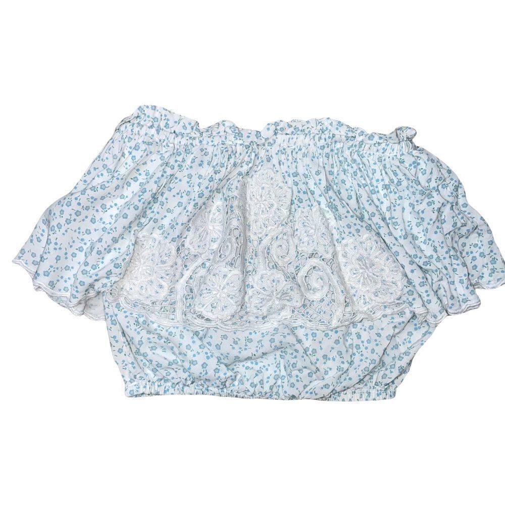 Sea Dreamer Women’s Crop Top Strapless Blue Floral Size Small